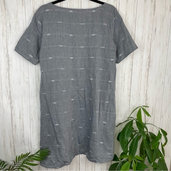 Eileen Fisher gray shift embroidered dress Medium - Picture 6 of 6
